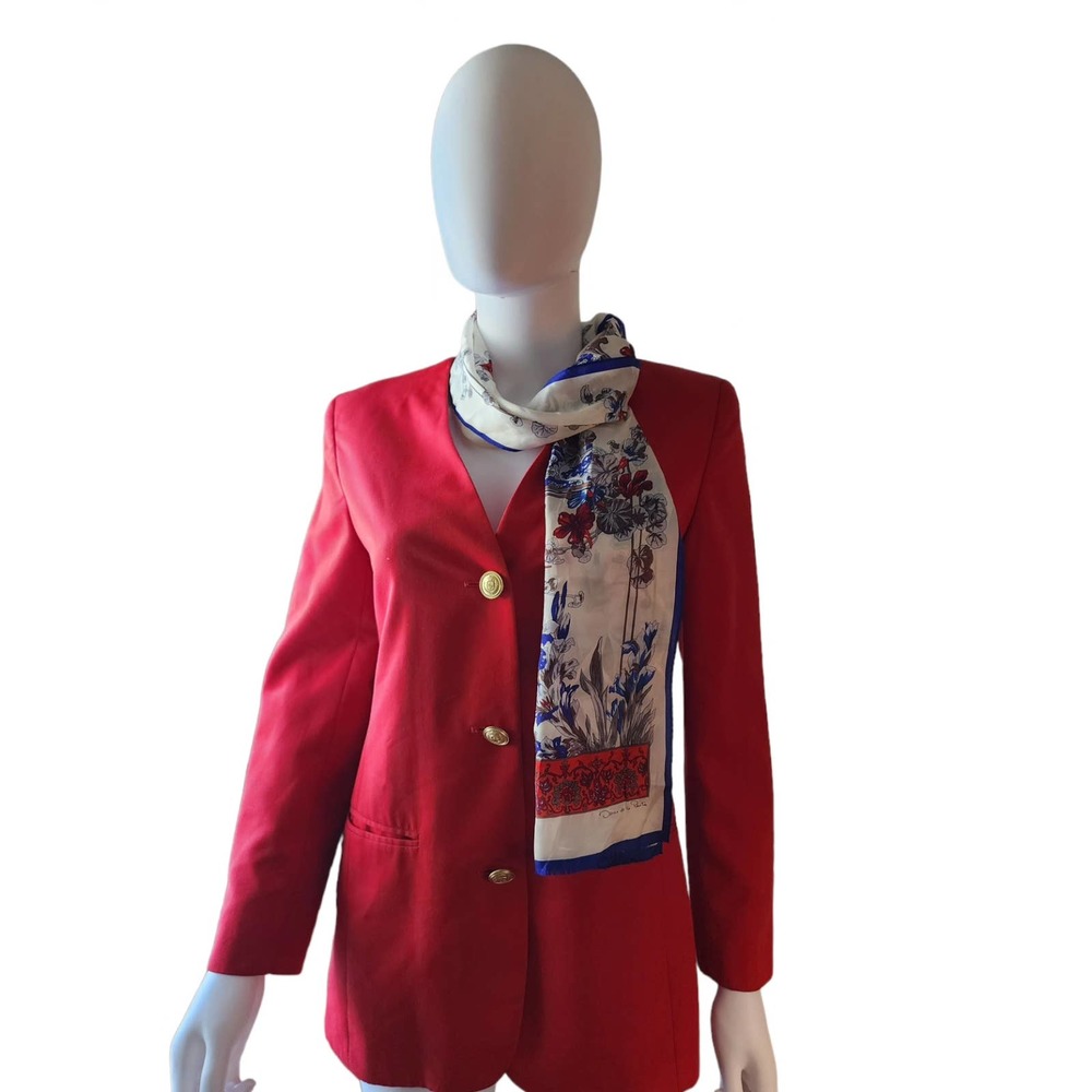 Red Vintage Liz Claiborne Single-breasted Blazer with Gold Buttons